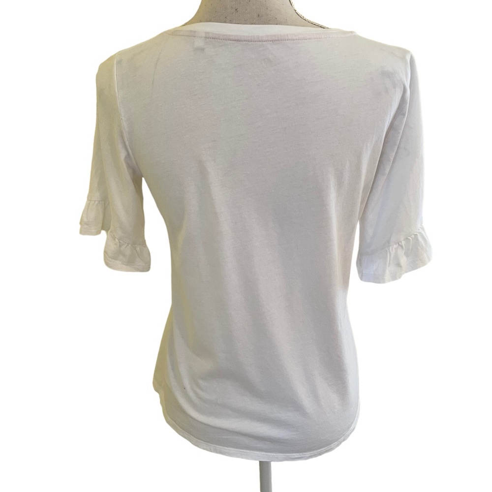 Boden White Modal/Cotton Tee with Ruffle Sleeve S - Picture 4 of 7